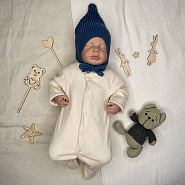 Б-301 Вязаная шапочка на завязках. Джинс