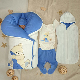 Комплект на выписку «Be-be-Bear» №278 голубой