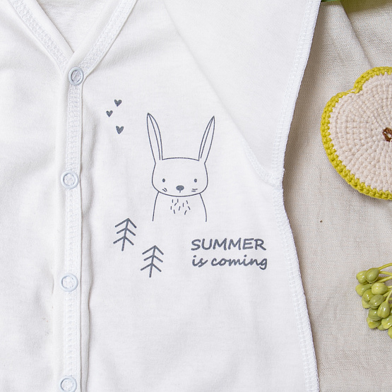 Комплект на выписку «Зайка на облаке» летний, арт. 411