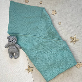 ПВ-31 Плед вязаный "Царский", зеленый 