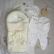 Арт. 464 Вязаный комплект на выписку, молочный