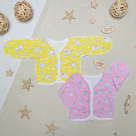 Р-105 Распашонка с зашитыми ручками, на пуговицах, рост 62, футер 