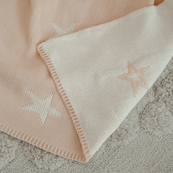 ПВ-41 Плед вязаный двухсторонний Звезда. Бежевый