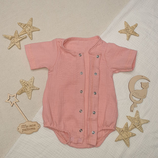 Д-38 Боди муслин, на кнопках, пудра