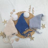 Б-300 Шапочка вязаная с помпоном "Гномик" серая