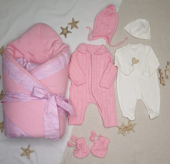 Комплект на выписку "Малышка" розовый