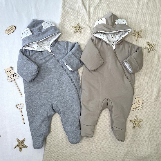 Комбинезон утепленный из футера арт.М-498, серый