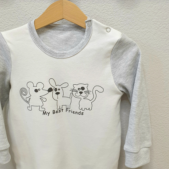 Лонгслив на двух кнопках с принтом "BEST FRIENDS" арт.КЛ-02