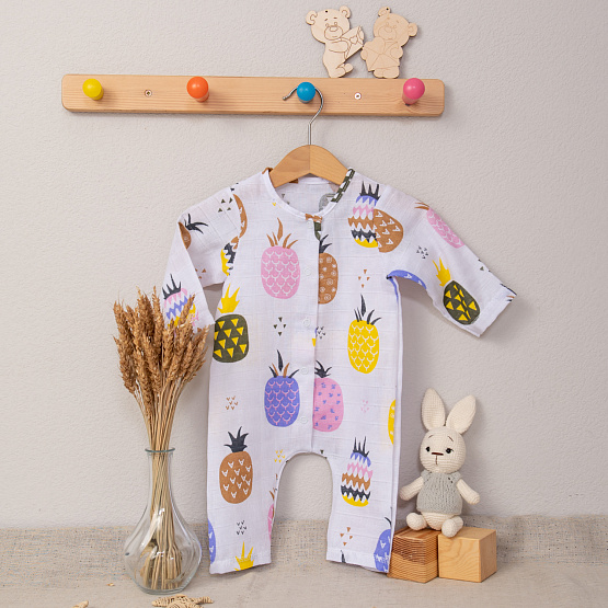 М-512 Комбинезон-слип из муслина, " Ананасы"