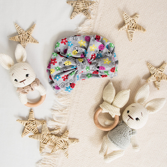 Шапочка детская для девочки "Бантик" №Б-284 полоска