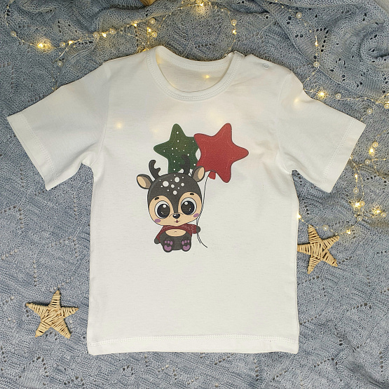 Футболка с новогодним принтом "Оленёнок" арт.Ф-164