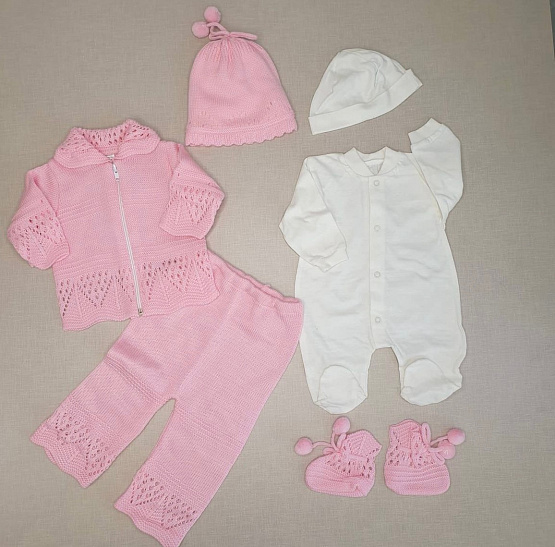 198 Комплект на выписку  "Розовый мишка"