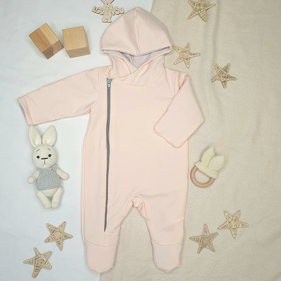 Комбинезон из футера с капюшоном арт.М-495, персик