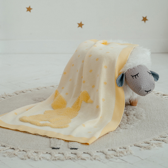 ПВ-39 Плед вязаный «Зая». Желтый