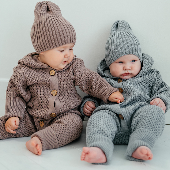 Арт. М-524 Вязаный комбинезон "Гномик", серый