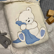 Арт. 462 Комплект на выписку «Мишка-Малышка» голубой, летний