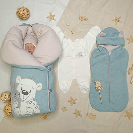 Комплект на выписку "Папина радость" бирюзовый арт.432