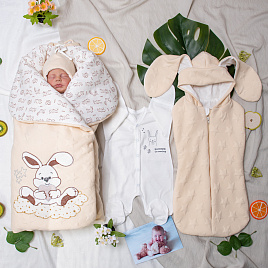 Арт. 411 Комплект на выписку «Зайка на облаке», летний