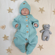 Комплект вязаный. Комбинезон, шапочка, носочки арт.КД-205, мятный