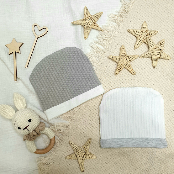 Шапочка с отворотом "лапша" арт. Б-285 молочный