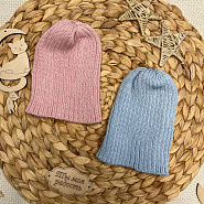 Б-295 Шапочка детская в стиле "Бини". вязаная. р.0-3 мес, голубой