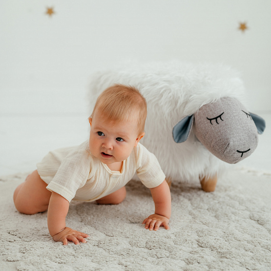 Д-38 Боди муслин, на кнопках, молочный