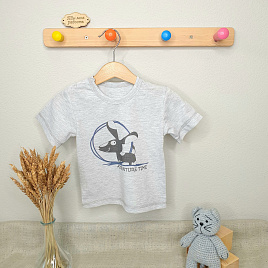 Футболка на двух кнопках, серая с принтом ADVENTURE TIME арт.Ф-165-2