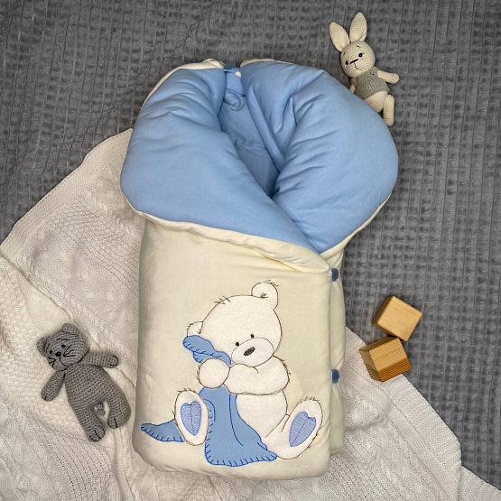 Арт. 462 Комплект на выписку «Мишка-Малышка» голубой, летний