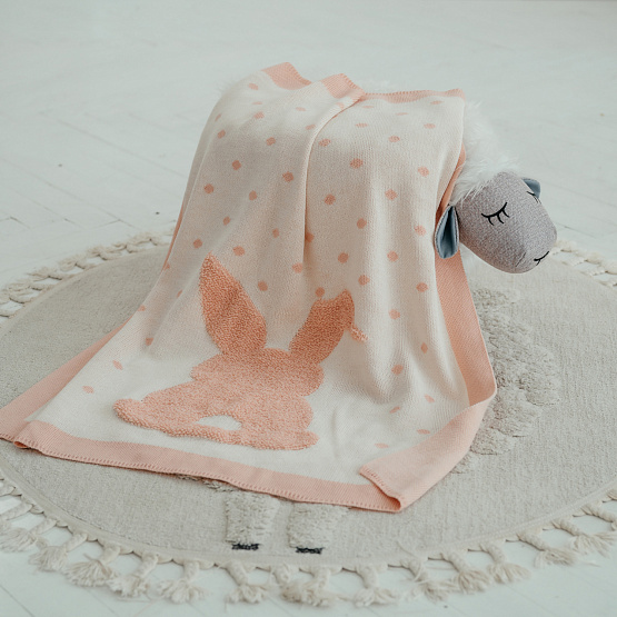 ПВ-37 Плед вязаный "Зайка", пудра