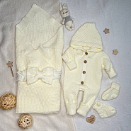 КВ-102 Вязанный комплект на выписку. молочный