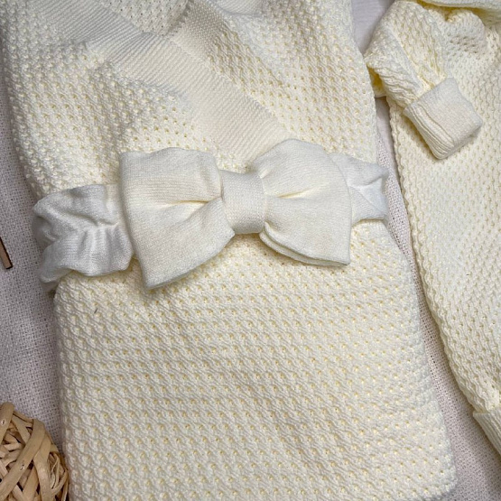КВ-102 Вязанный комплект на выписку. молочный