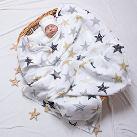 № 0881 Плед детский двусторонний, муслин 100*130см 