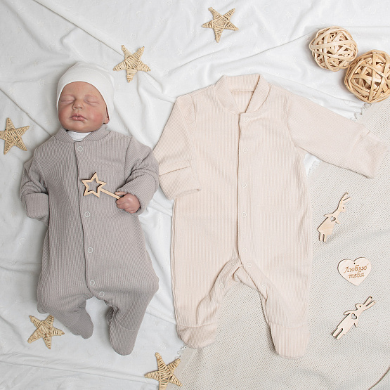 Комбинезон из трикотажа "лапша" арт.М-511, бежево-молочный