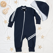 Комбинезон "Вырастайка" из футера с начёсом, арт.М-516, тёмно-синий