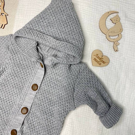 Арт. М-524 Вязаный комбинезон "Гномик", серый