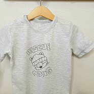 Футболка на двух кнопках, серая с принтом MONS арт.Ф-165-4