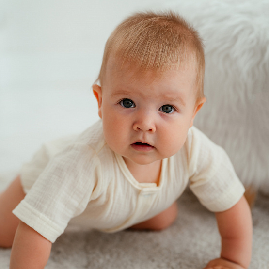 Д-38 Боди муслин, на кнопках, молочный