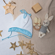  Шапочка детская утепленная на завязках арт.Б-266, голубой