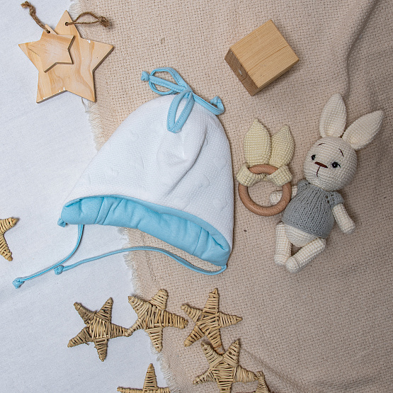  Шапочка детская утепленная на завязках арт.Б-266, голубой