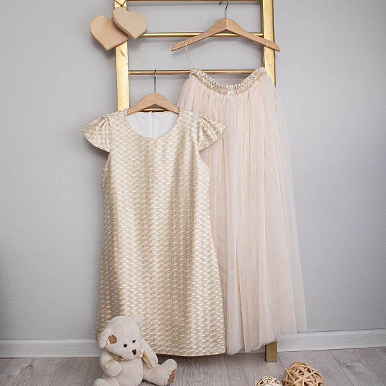 №0838 Платье для девочки "Одри", золото