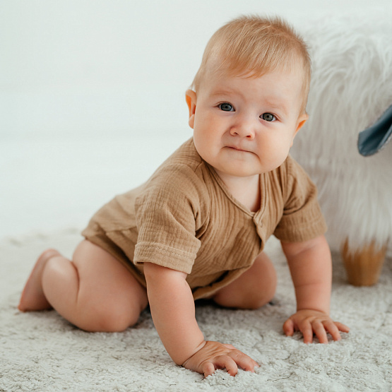 Д-38 Боди муслин, на кнопках, шоколад