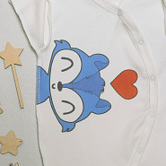 №М-497 Комбинезон с шапочкой на кнопках с принтом Енот