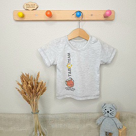 Футболка на двух кнопках, серая с принтом FOREVER FRIENDS арт.Ф-165-1