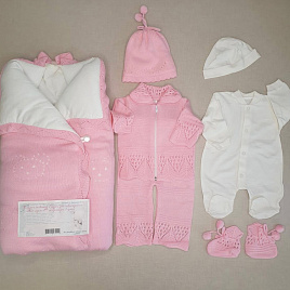 198 Комплект на выписку  "Розовый мишка"