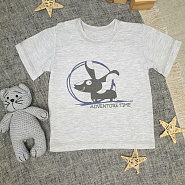 Футболка на двух кнопках, серая с принтом ADVENTURE TIME арт.Ф-165-2